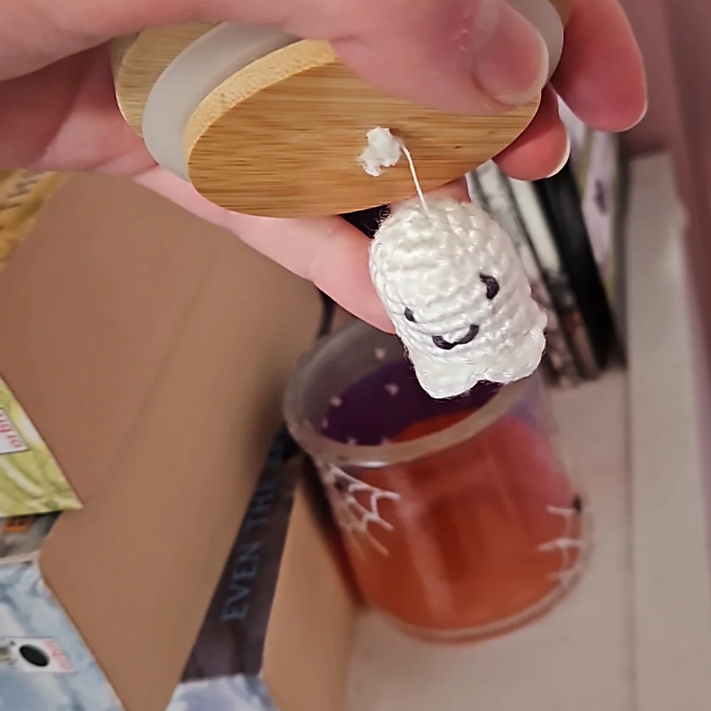 Ghost in an Upcycled Oui Jar - Picture 2 of 7